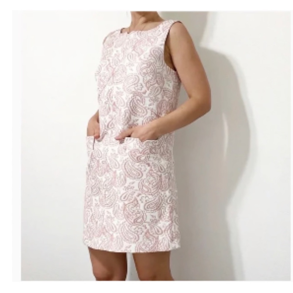 Victoria Beckham for Target Blush Paisley Floral Jacquard Shift Dress XS - Picture 2 of 8